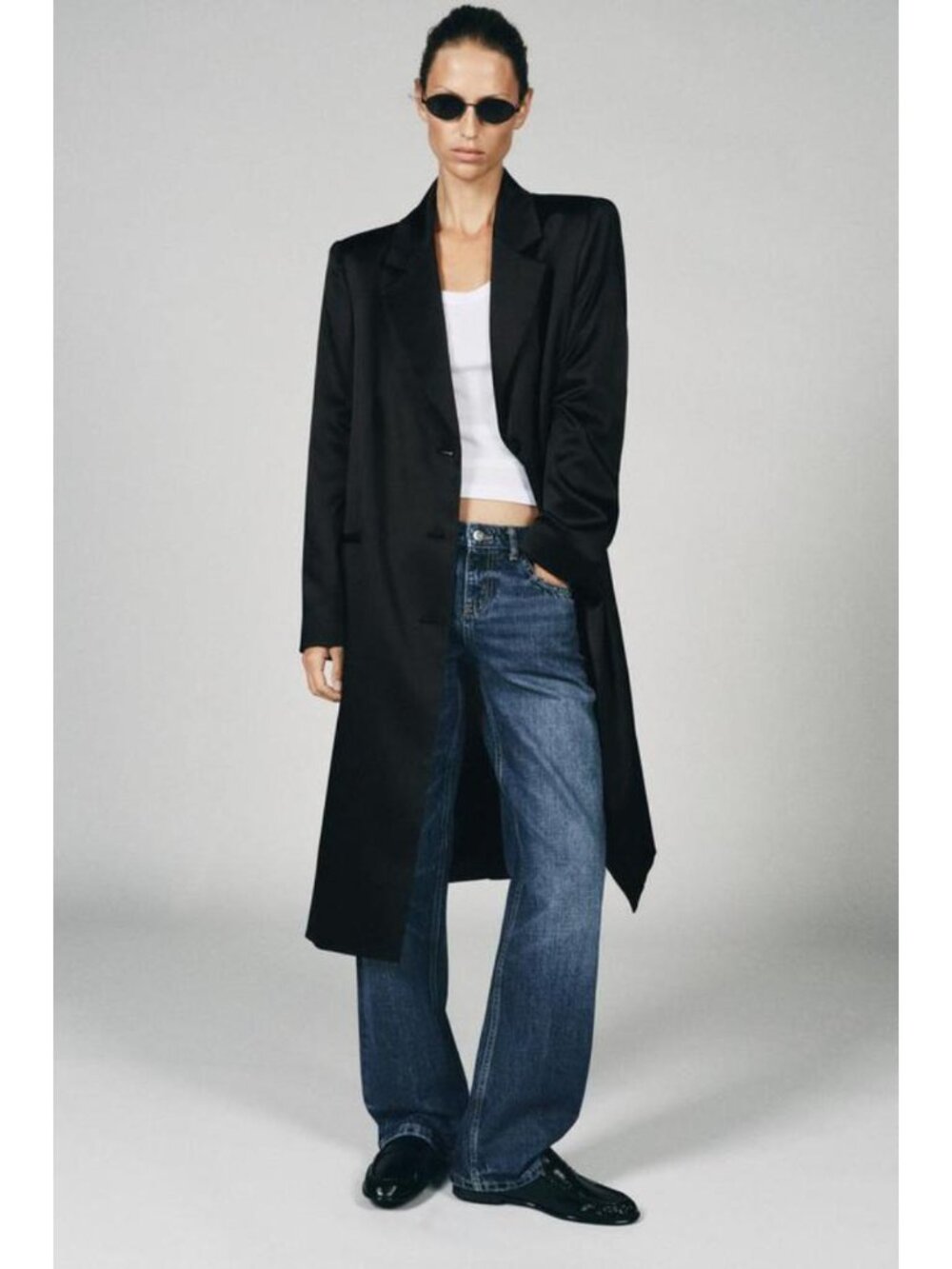 ZARA SATIN SHOULDER PAD COAT 2859/655/800